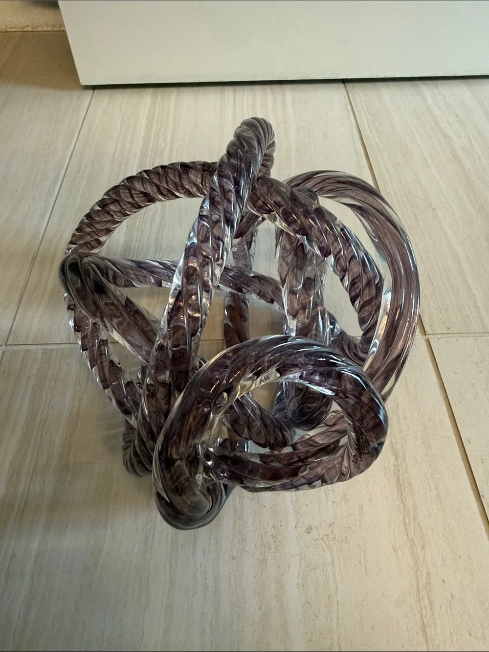 ZGallerie Handblown Glass Knot Sculpture in Smoky Purple